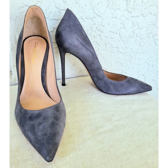 Gianvito Rossi Ellipsis Gray Suede $800 Pumps 105mm Heels NWOT EU 41 US 9 1/2 - Picture 2 of 16